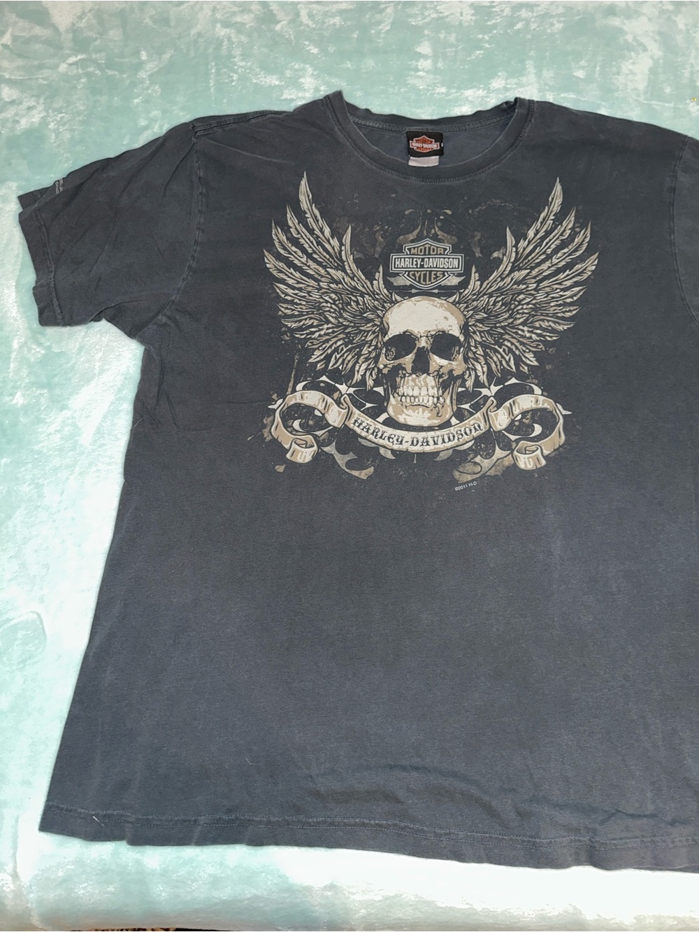 Vintage Harley-Davidson Men's Black Skull Wing Graphic Tee